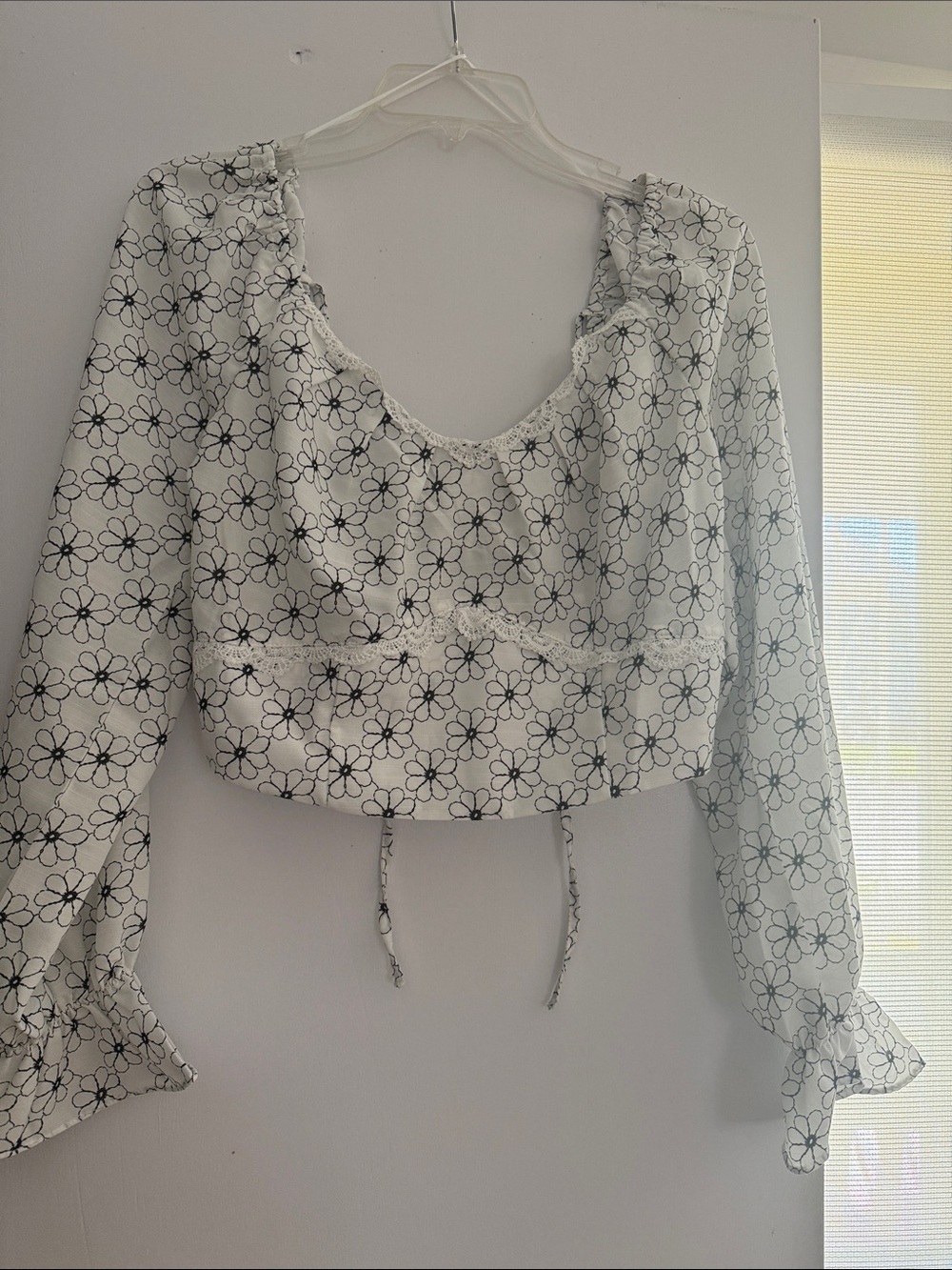 Aiden White Top with Black Floral Print